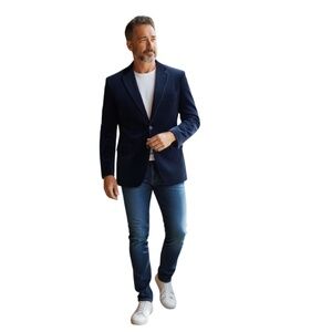 Sean John Velvet Blue Single-Breasted Jacket Men's Sports Jacket,‎ Size 46R